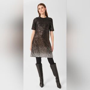 Hobbs London Reese Sequin Cocktail Black Dress Sz 2 Ombre Sparkle Party New Year